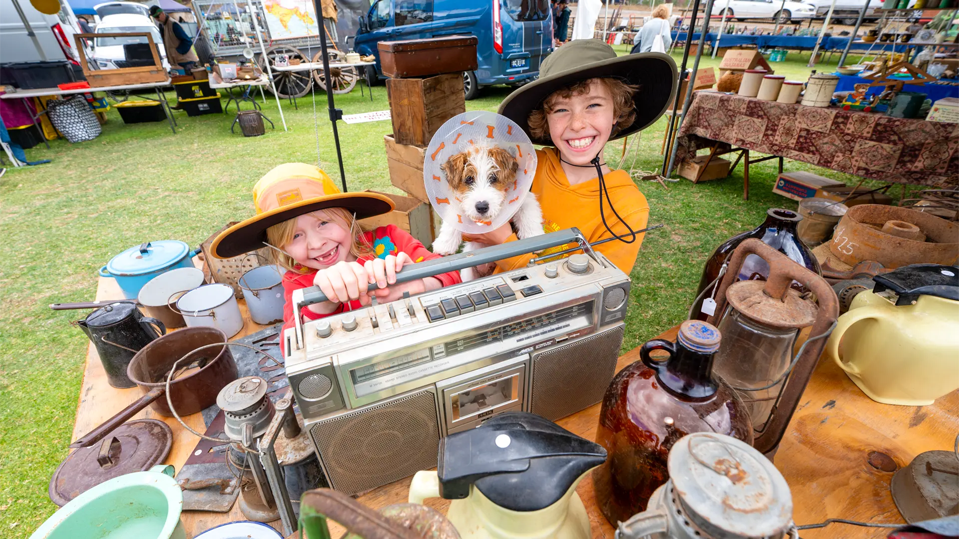 Clover 7, Charlie 9 and Ochre the dog. Photo courtesy Rob Leeson.