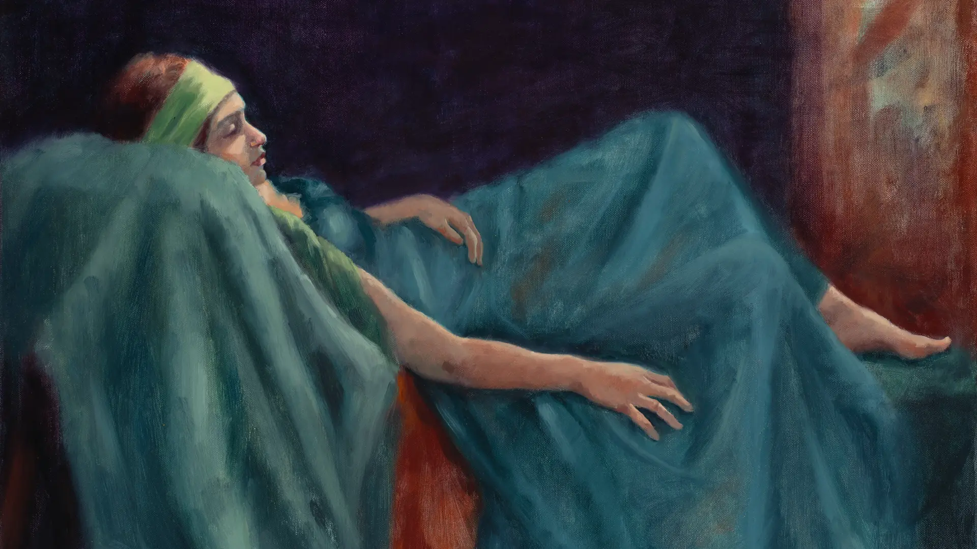 Jemma resting – Oil on linen, Liadaan.