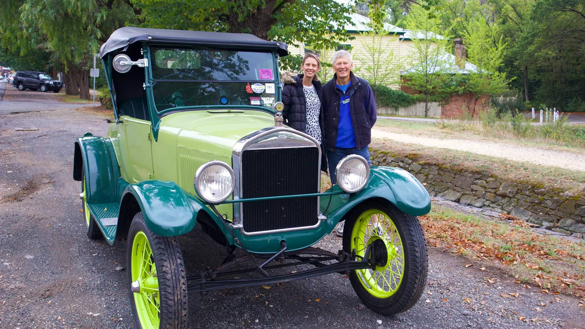 Louise Kilgour and Brian Smith with their striking 1927 Model-T Ford.