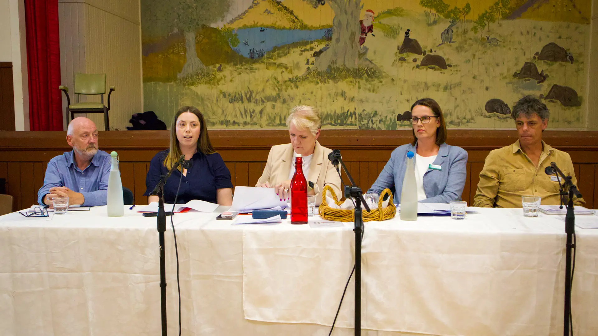 L-R: Glen Hepburn from the VFF, Martha Haylett MP, Maree Edwards MP, Gaelle Broad MP and Deputy Mayor Toby Heydon.