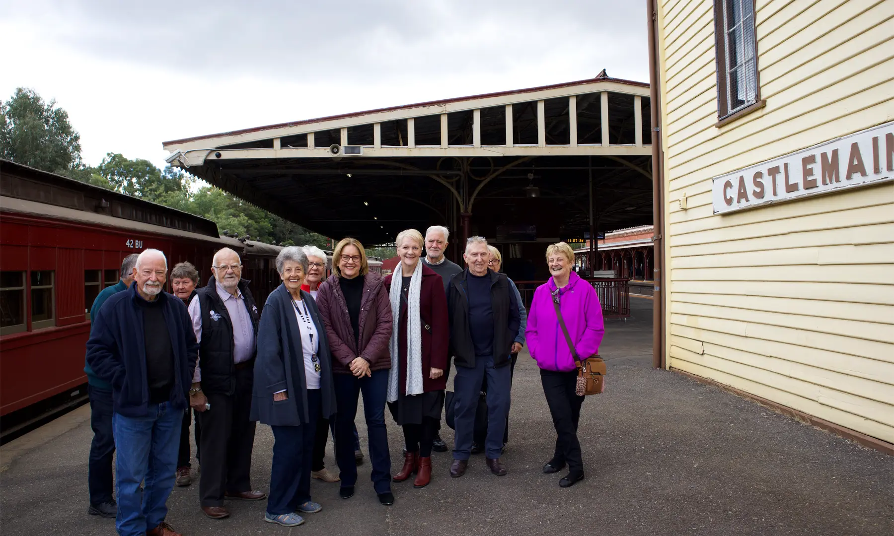 Premier takes train to announce free seniors travel